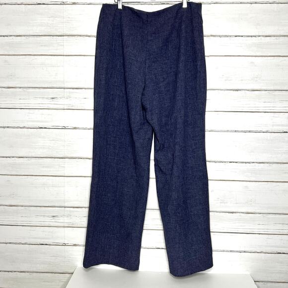 Anne Klein Sailor Pants Wide Leg Navy Blue Size 12 - Picture 2 of 12